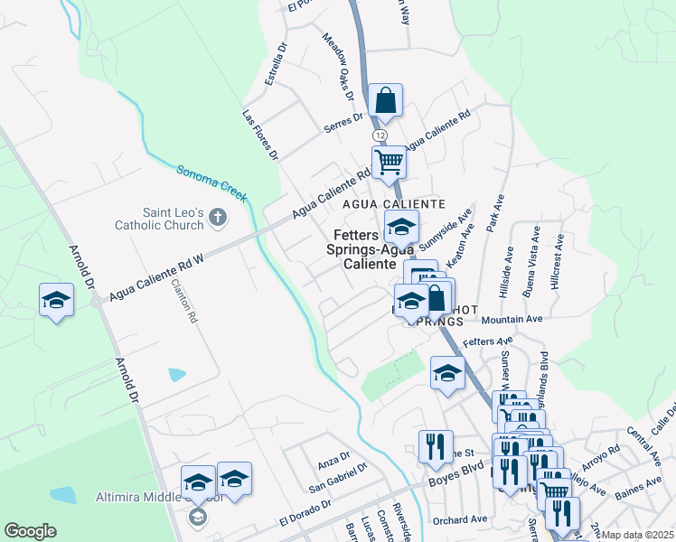 map of restaurants, bars, coffee shops, grocery stores, and more near 17349 Vailetti Drive in Sonoma