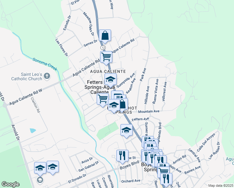map of restaurants, bars, coffee shops, grocery stores, and more near 17261 California 12 in Sonoma