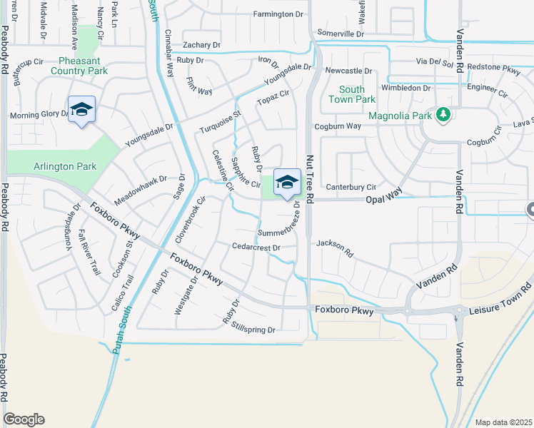 map of restaurants, bars, coffee shops, grocery stores, and more near 1007 Opal Drive in Vacaville