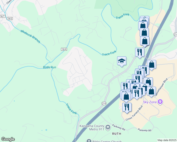 map of restaurants, bars, coffee shops, grocery stores, and more near 124 Ruthlawn Drive in Charleston