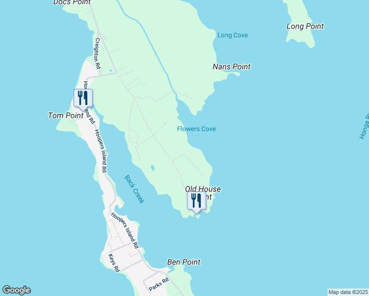 map of restaurants, bars, coffee shops, grocery stores, and more near 1225 Flowers Road in Fishing Creek