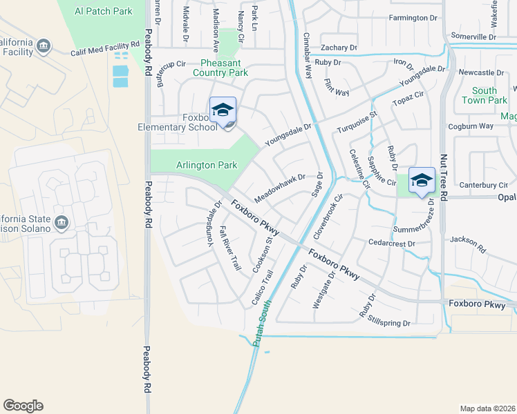 map of restaurants, bars, coffee shops, grocery stores, and more near 778 Meadowhawk Drive in Vacaville