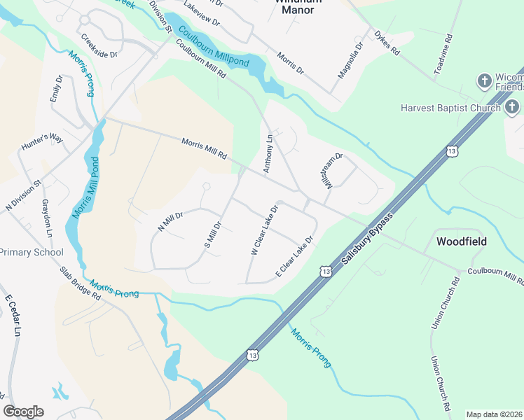 map of restaurants, bars, coffee shops, grocery stores, and more near 305 Andover Drive in Salisbury