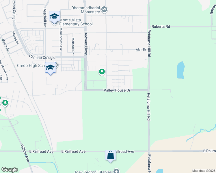 map of restaurants, bars, coffee shops, grocery stores, and more near 7682 Wildrose Way in Penngrove