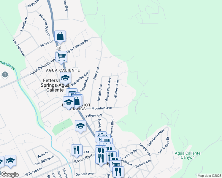 map of restaurants, bars, coffee shops, grocery stores, and more near 17330 Buena Vista Avenue in Sonoma