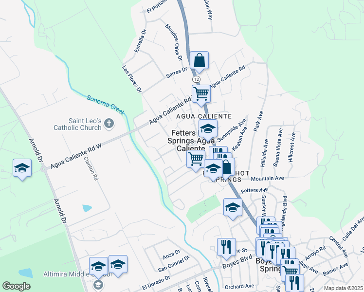 map of restaurants, bars, coffee shops, grocery stores, and more near 17349 Vailetti Drive in Sonoma