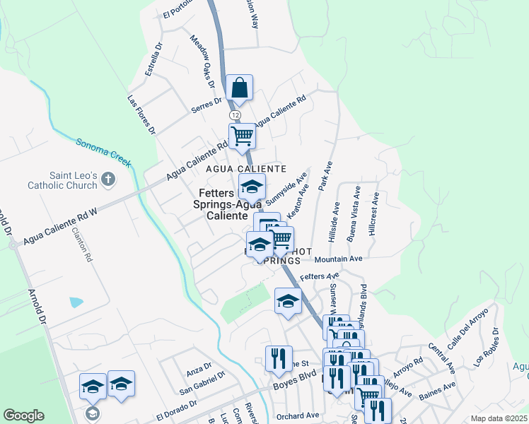 map of restaurants, bars, coffee shops, grocery stores, and more near 17261 California 12 in Sonoma