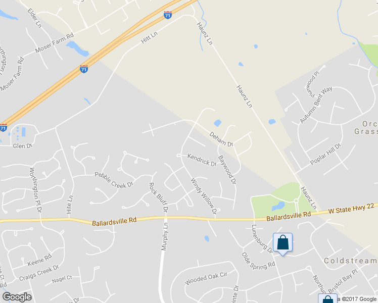 map of restaurants, bars, coffee shops, grocery stores, and more near 11409 Kendrick Drive in Louisville