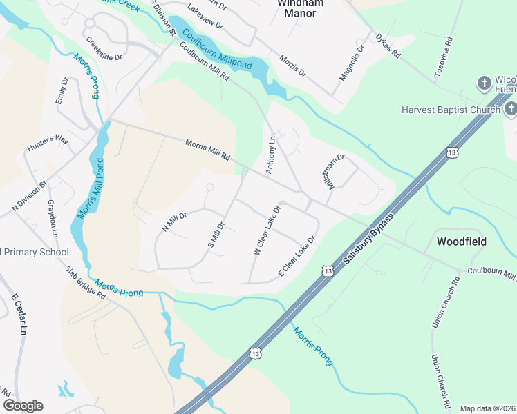 map of restaurants, bars, coffee shops, grocery stores, and more near 305 Andover Drive in Salisbury