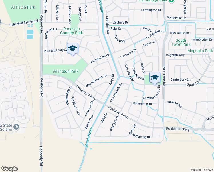 map of restaurants, bars, coffee shops, grocery stores, and more near 892 Sage Drive in Vacaville