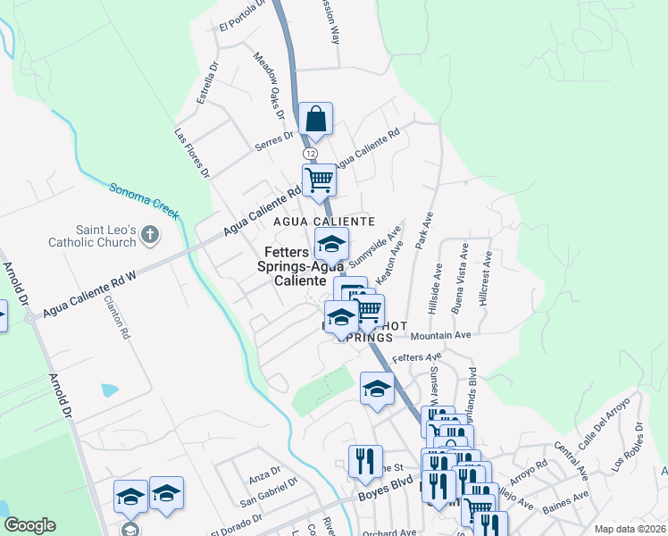 map of restaurants, bars, coffee shops, grocery stores, and more near 17202 Sonoma Highway in Sonoma