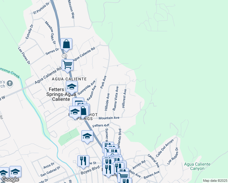map of restaurants, bars, coffee shops, grocery stores, and more near 17330 Buena Vista Avenue in Sonoma