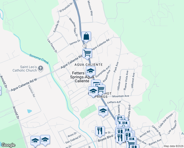 map of restaurants, bars, coffee shops, grocery stores, and more near 17202 Sonoma Highway in Sonoma
