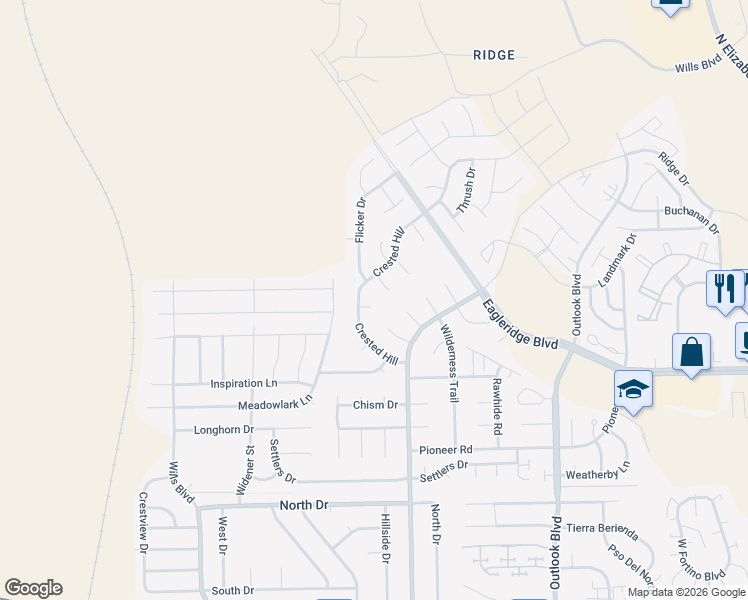 map of restaurants, bars, coffee shops, grocery stores, and more near 4689 Crested Hill Dr in Pueblo