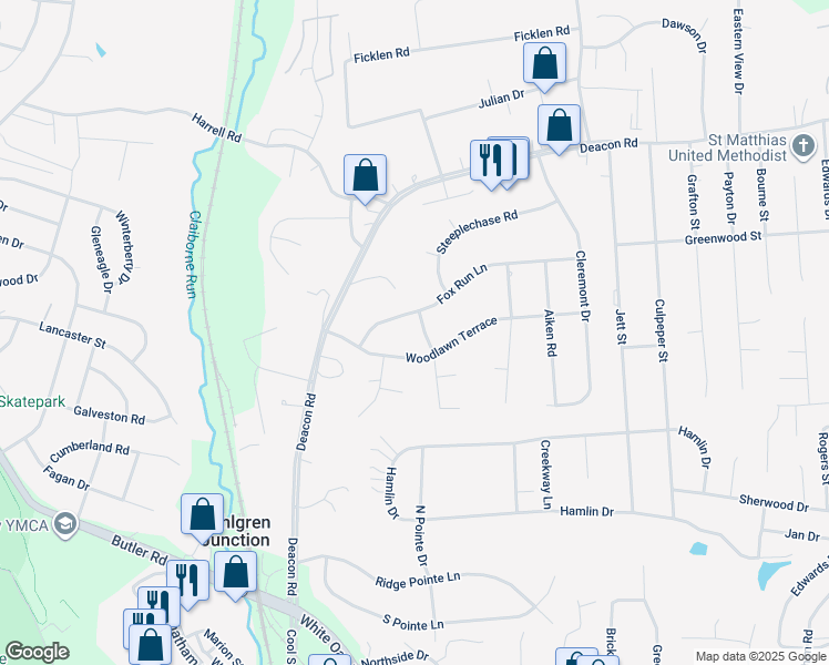 map of restaurants, bars, coffee shops, grocery stores, and more near 4 Bridle Path Lane in Fredericksburg