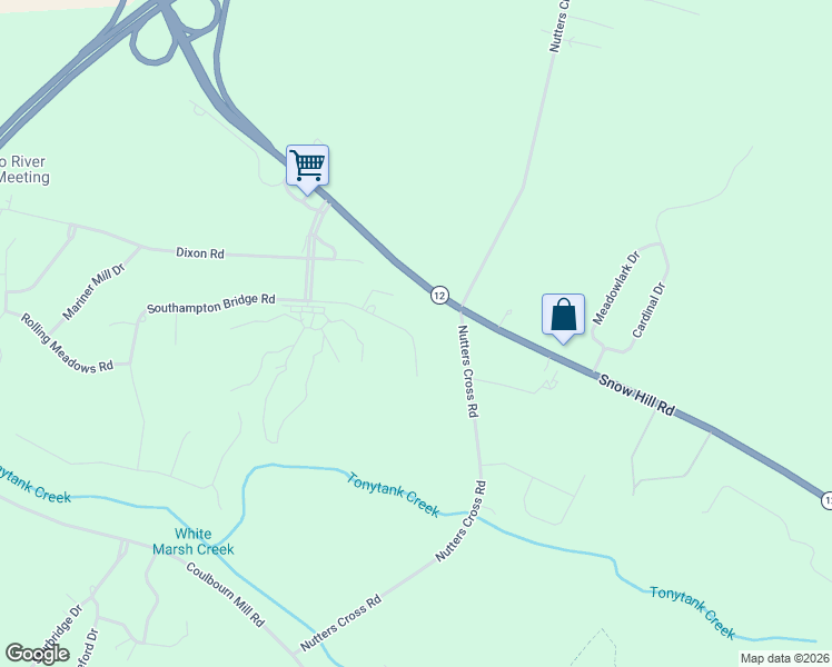 map of restaurants, bars, coffee shops, grocery stores, and more near 30406 Southampton Bridge Road in Salisbury