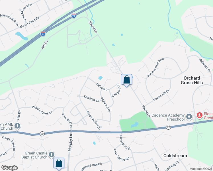 map of restaurants, bars, coffee shops, grocery stores, and more near 5504 Baywood Drive in Louisville