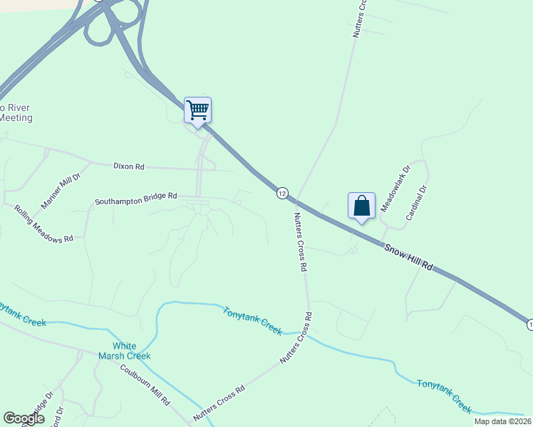 map of restaurants, bars, coffee shops, grocery stores, and more near 30406 Southampton Bridge Road in Salisbury