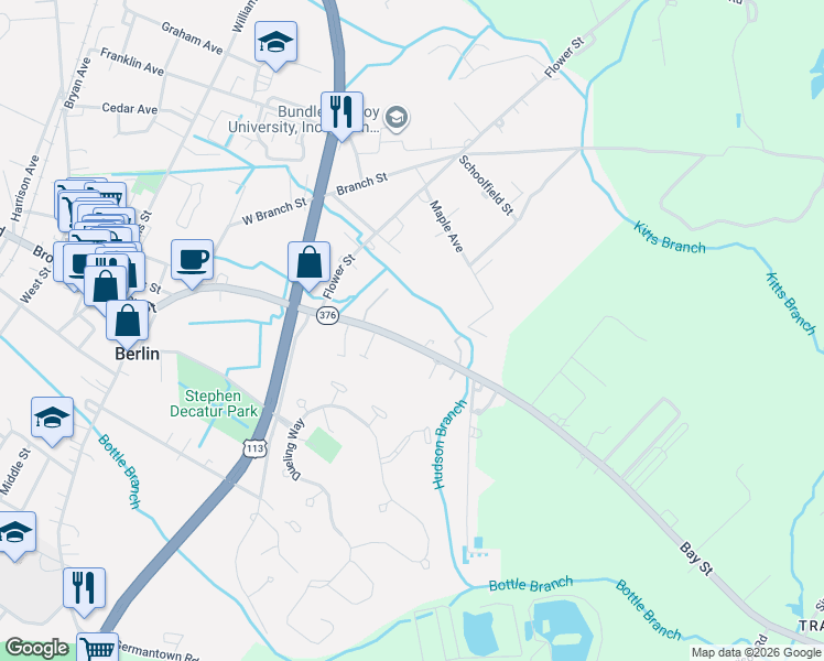map of restaurants, bars, coffee shops, grocery stores, and more near 525 Bay Street in Berlin