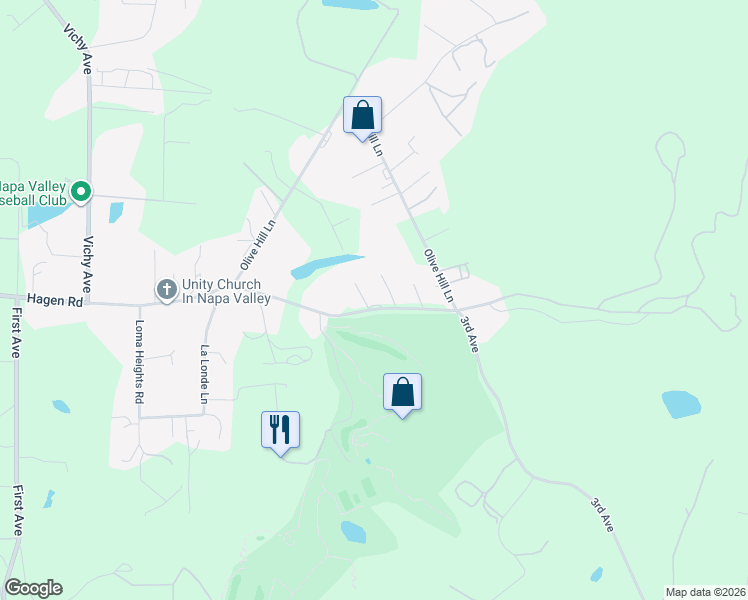 map of restaurants, bars, coffee shops, grocery stores, and more near 3760 Hagen Road in Napa