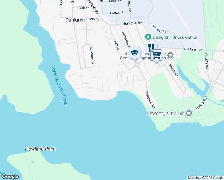 map of restaurants, bars, coffee shops, grocery stores, and more near 6265 Townsend Drive in King George