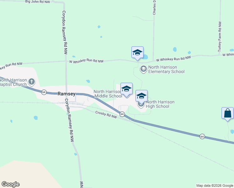 map of restaurants, bars, coffee shops, grocery stores, and more near 8370 Shell Lane Northwest in Ramsey