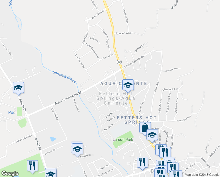 map of restaurants, bars, coffee shops, grocery stores, and more near 168 Casabella Drive in Sonoma
