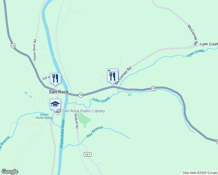 map of restaurants, bars, coffee shops, grocery stores, and more near State Highway 10 in Salt Rock