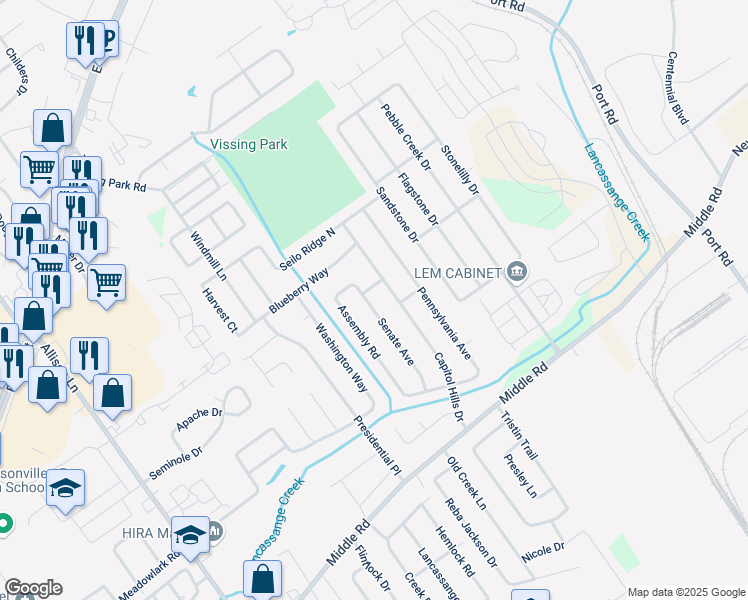 map of restaurants, bars, coffee shops, grocery stores, and more near 1009 Senate Avenue in Jeffersonville