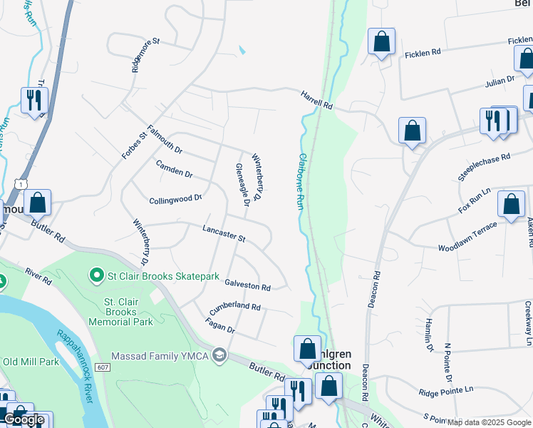 map of restaurants, bars, coffee shops, grocery stores, and more near 411 Chamonix Drive in Falmouth