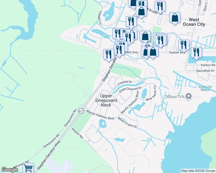 map of restaurants, bars, coffee shops, grocery stores, and more near 41 Anchor Way Drive in Berlin