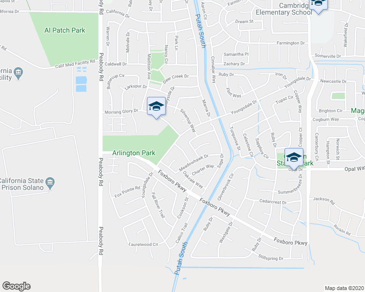 map of restaurants, bars, coffee shops, grocery stores, and more near 719 Peregrine Way in Vacaville