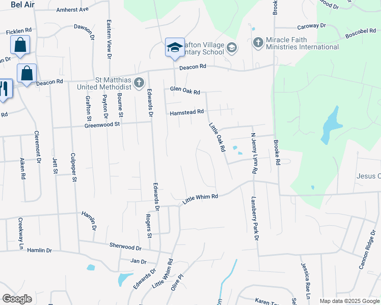 map of restaurants, bars, coffee shops, grocery stores, and more near 241 Camwood Court in Fredericksburg