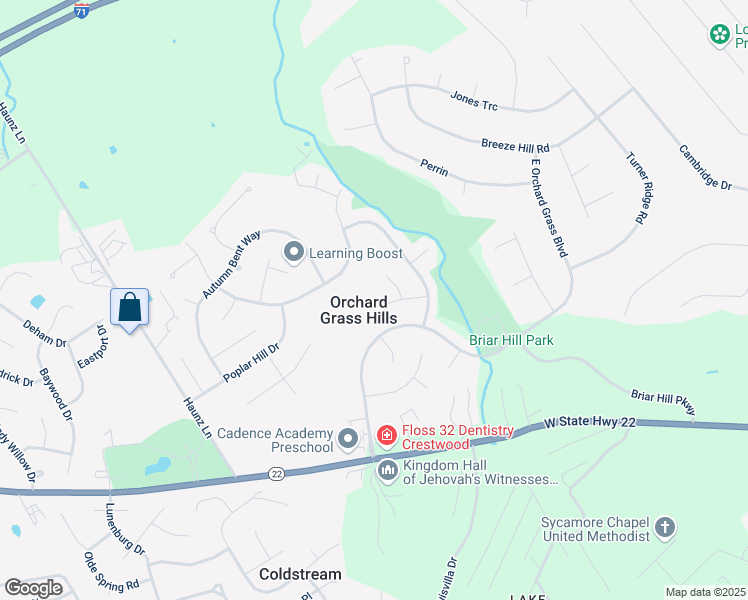 map of restaurants, bars, coffee shops, grocery stores, and more near 9213 Woodreed Court in Crestwood