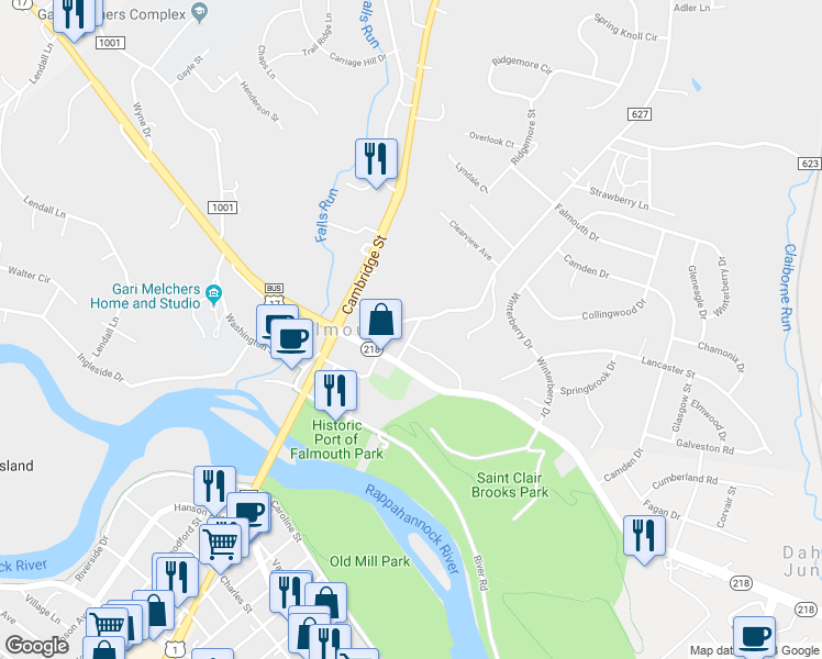 map of restaurants, bars, coffee shops, grocery stores, and more near 313 Colonial Avenue in Falmouth