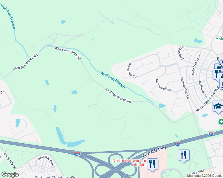 map of restaurants, bars, coffee shops, grocery stores, and more near 8500 Wolf Pen Branch Road in Prospect