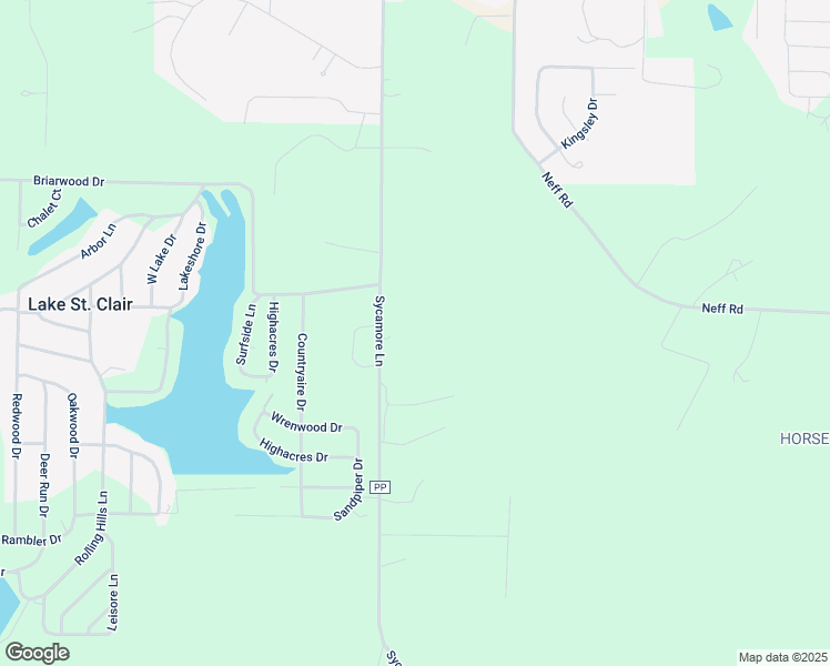 map of restaurants, bars, coffee shops, grocery stores, and more near 1550 Sycamore Lane in Saint Clair