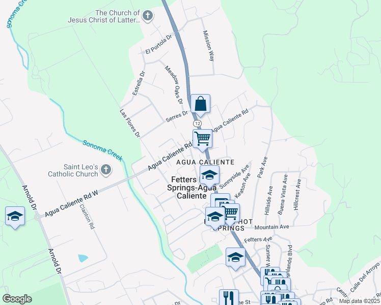 map of restaurants, bars, coffee shops, grocery stores, and more near 17025 Cedar Avenue in Sonoma