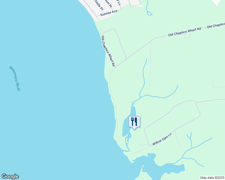 map of restaurants, bars, coffee shops, grocery stores, and more near 23902 Old Chaptico Wharf Lane in Chaptico