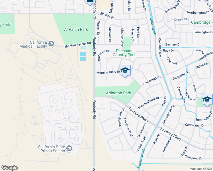 map of restaurants, bars, coffee shops, grocery stores, and more near 551 Pebble Beach Circle in Vacaville