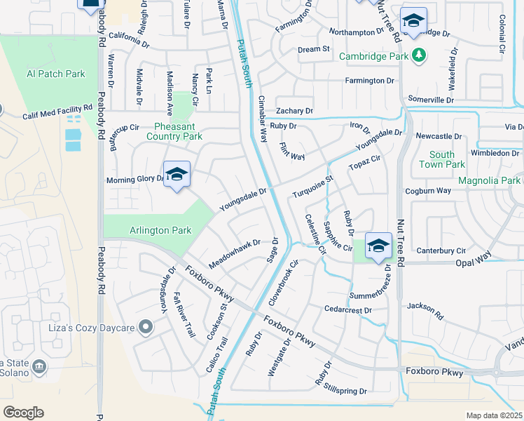 map of restaurants, bars, coffee shops, grocery stores, and more near 742 Sage Drive in Vacaville