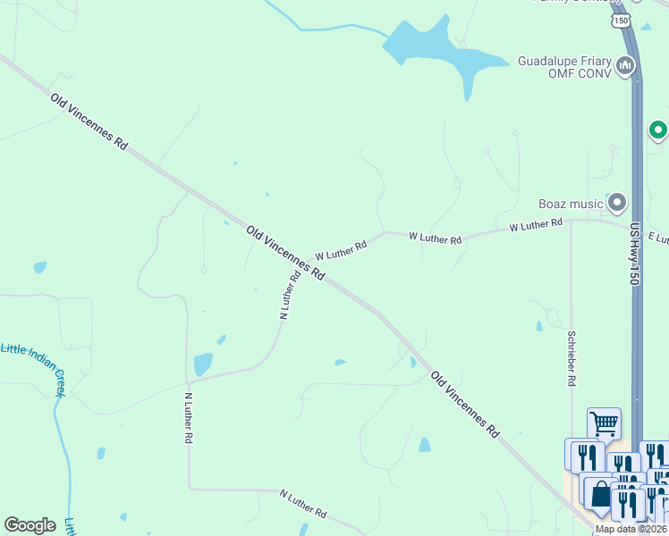 map of restaurants, bars, coffee shops, grocery stores, and more near 5869 West Luther Road in Floyds Knobs