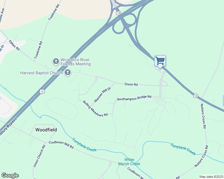 map of restaurants, bars, coffee shops, grocery stores, and more near 4823 Mariner Mill Drive in Salisbury