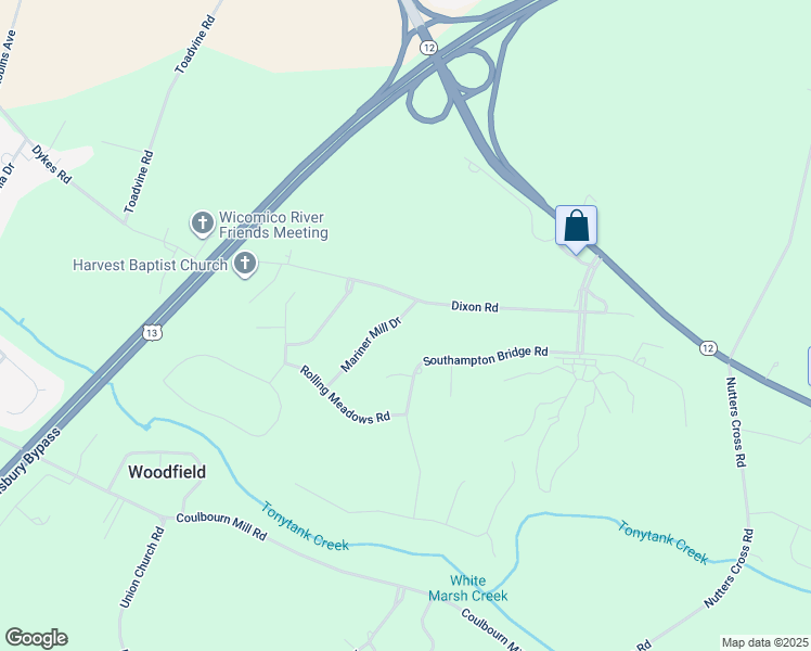 map of restaurants, bars, coffee shops, grocery stores, and more near 4823 Mariner Mill Drive in Salisbury