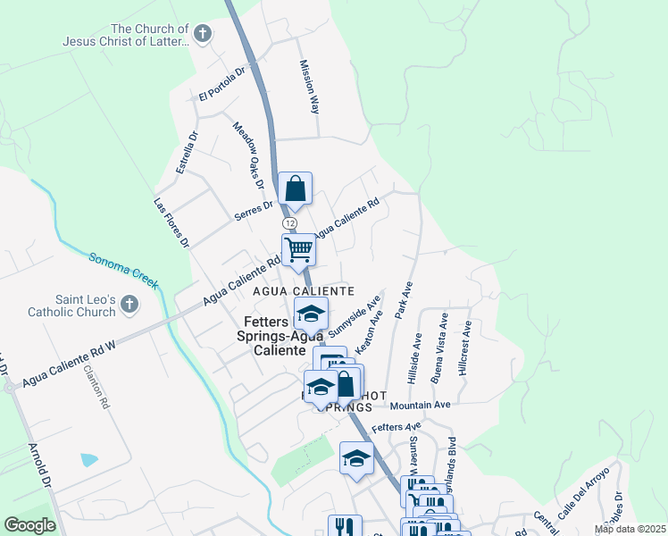 map of restaurants, bars, coffee shops, grocery stores, and more near 17085 Sonoma Highway in Sonoma