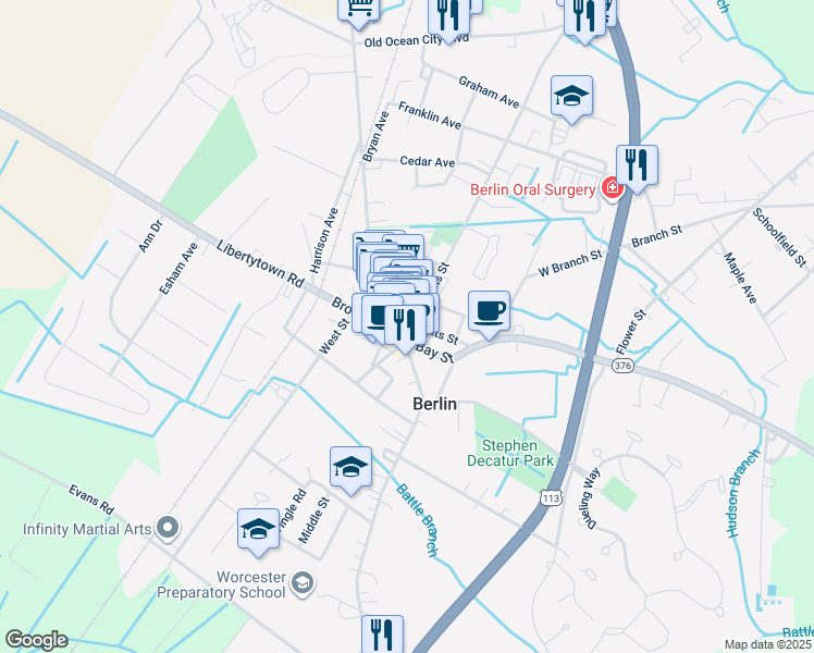 map of restaurants, bars, coffee shops, grocery stores, and more near in Berlin