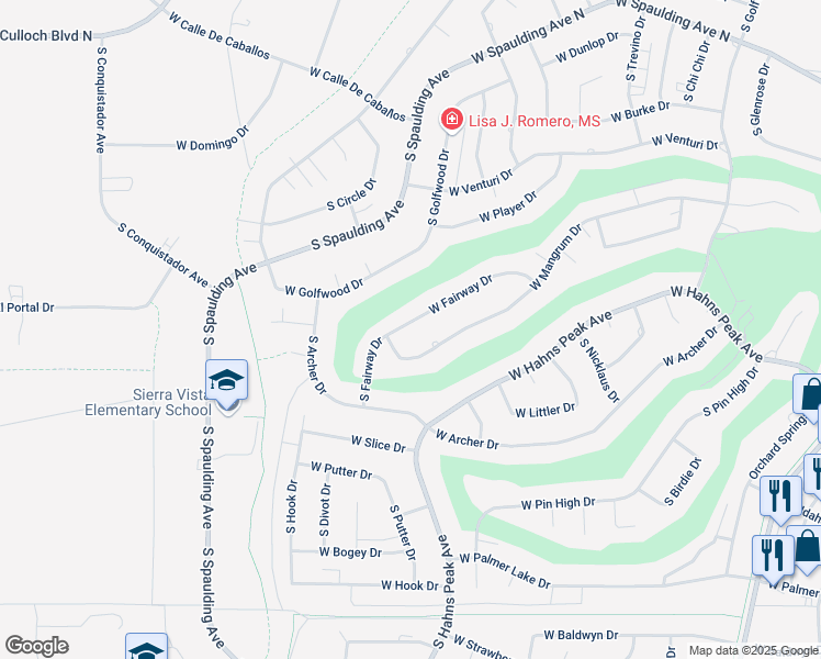 map of restaurants, bars, coffee shops, grocery stores, and more near 480 West Fairway Drive in Pueblo