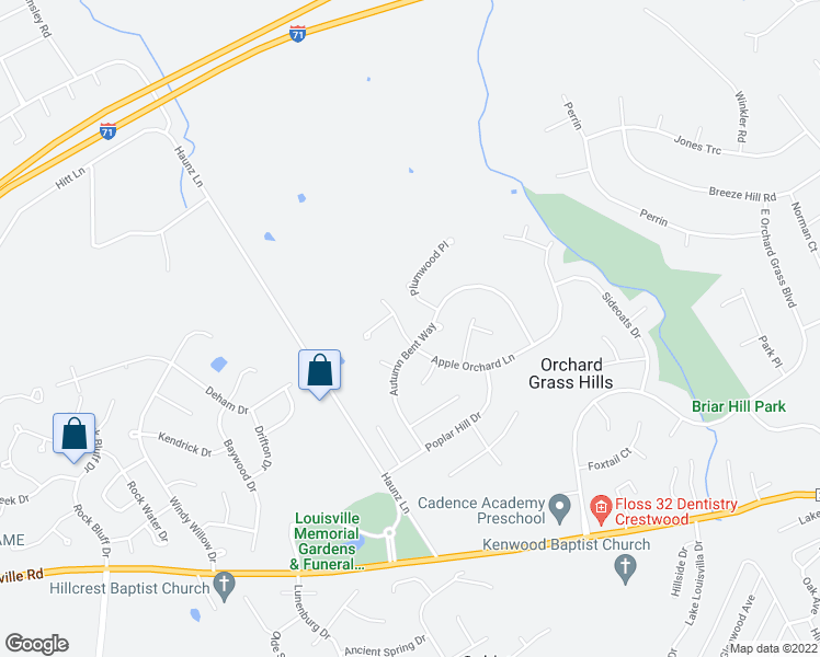 map of restaurants, bars, coffee shops, grocery stores, and more near 7015 Apple Orchard Lane in Crestwood