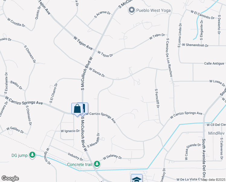 map of restaurants, bars, coffee shops, grocery stores, and more near 516 South Meredith Drive in Pueblo West