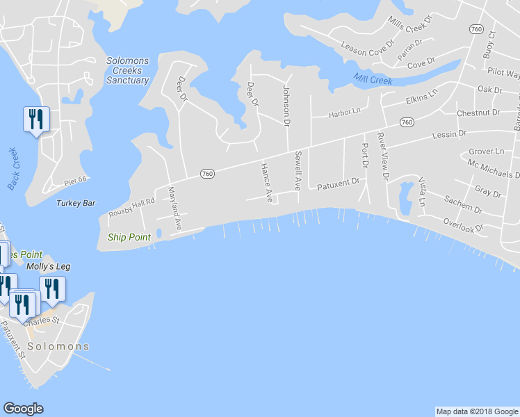 map of restaurants, bars, coffee shops, grocery stores, and more near 13228 Trenton Avenue in Lusby
